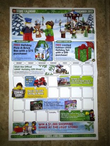 November 2013 LEGO Store Calendar (Front)