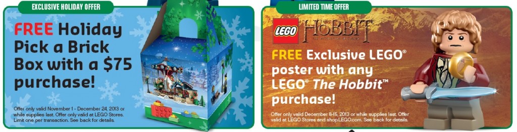 December 2013 LEGO Store Calendar Promotions