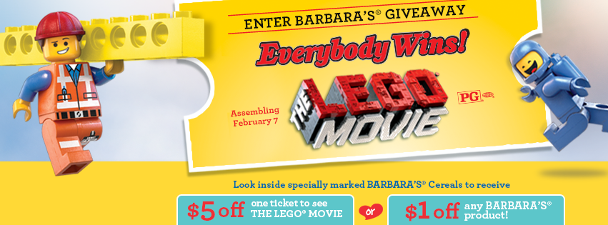 Barbara's Cereal & Snacks LEGO Movie Promotion 2014
