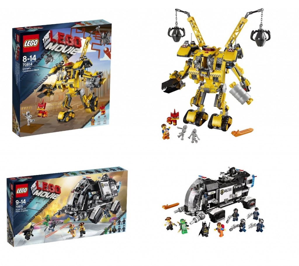 Movie 70814 LEGO Emmet's Construct-o-Mech, 70815 LEGO Super Secret Police Dropship - Toysnbricks
