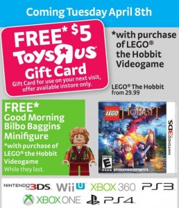 ToysRUs Canada April 2014 LEGO Hobbit Video Game Bilbo Promo