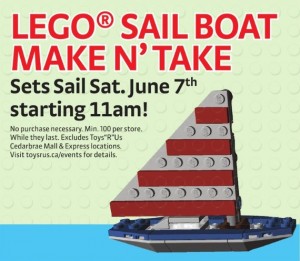 LEGO Sailboat Make N Take Building Event June 2014 ToysRUs Canada