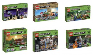 LEGO Minecraft Microworld 2015 Sets 21117 The Ender Dragon, 21116 Creative Box, 21115 The First Night, 21118 The Mine, 21114 The Farm, 21113 The Cave