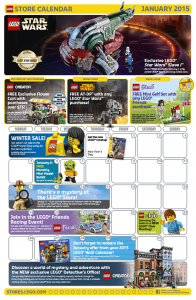 January 2015 LEGO Store Calendar