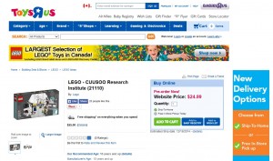 ToysRUs Canada LEGO Cuusoo Research Institute Ideas Pre-Order 2014 December