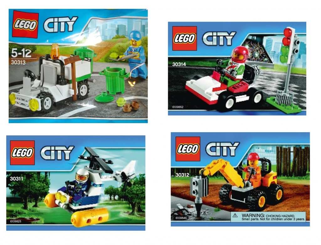 2015 LEGO City 30311 Swamp Police Helicopter 30312 Demolition Driller 30313 Garbage Truck 30314 Go-Kart Racer Polybag Sets