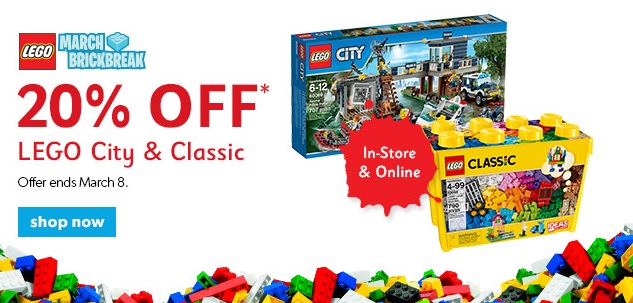 Chapters Canada LEGO City & Class Sale March 2015