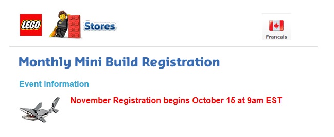November 2015 LEGO Monthly Mini Model Build Registration Shark