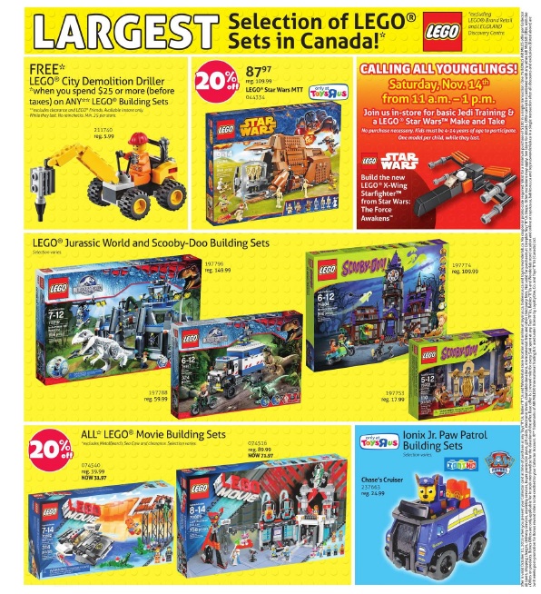 November 2015 LEGO Sale at ToysRUs Canada