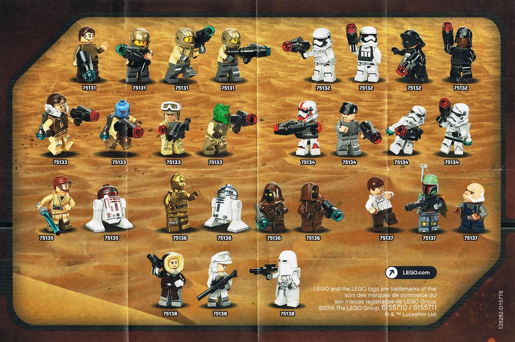 2016 LEGO Star Wars Set Minifigures 75131 75132 75133 75134 75135 75136 75137 75138