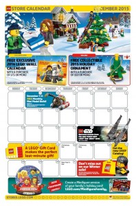 December 2015 LEGO Brand Retail Store Calendar