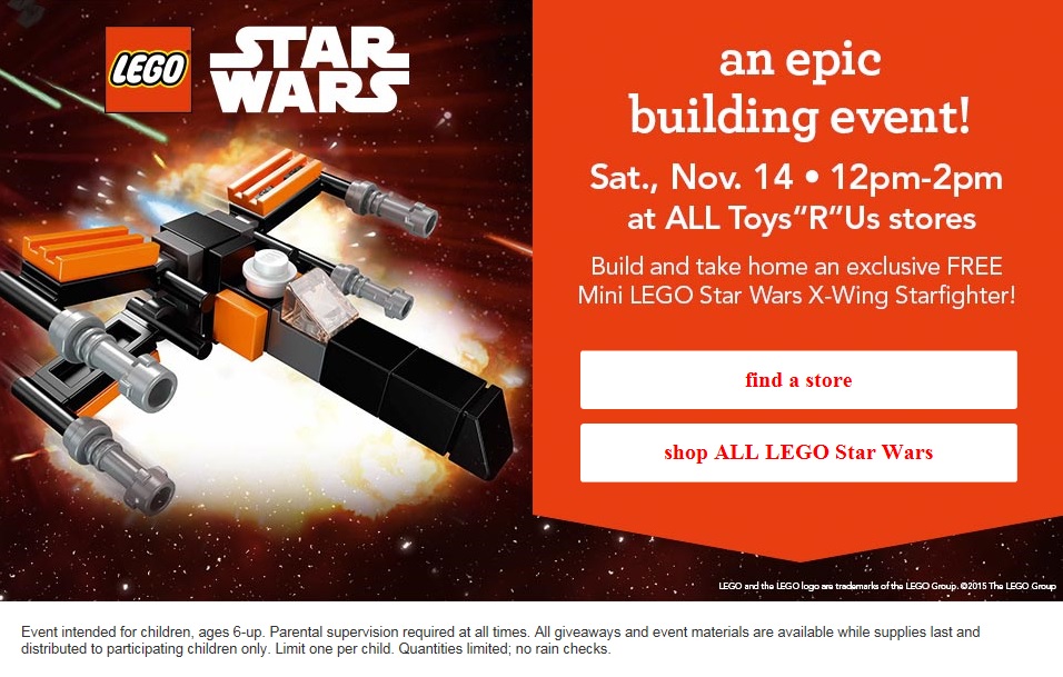 November 2015 LEGO Building Event ToysRUs USA Star Wars Fighter