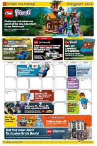 February 2016 LEGO Store Calendar