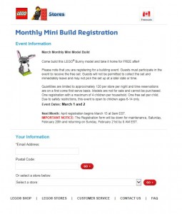 LEGO March 2016 Monthly Mini Model Build Registration Form - Bunny