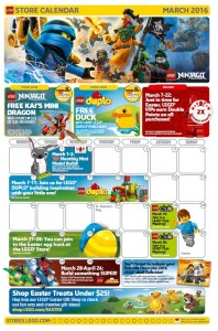 March 2016 LEGO Brand Retail Store Calendar - Toysnbricks