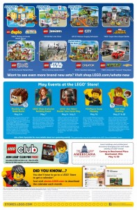 LEGO May 2016 Brand Retail Store Calendar Back