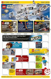 May 2016 LEGO Brand Retail Store Calendar