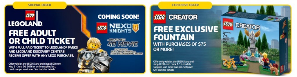 June 2016 LEGO Brand Retail Store Calendar Offers and Promotions