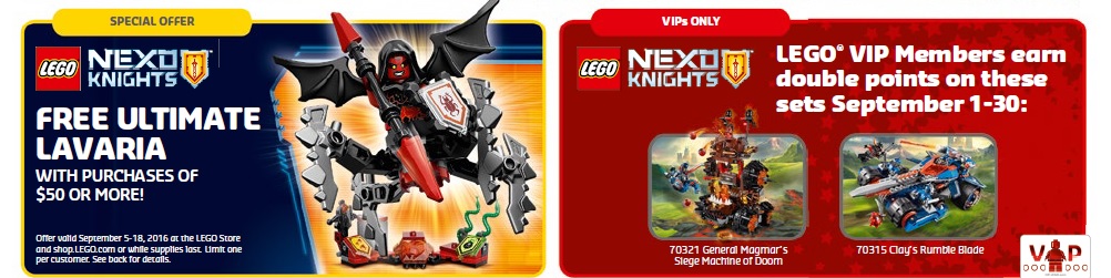 September 2016 LEGO Shop and Store Promotions and Sales