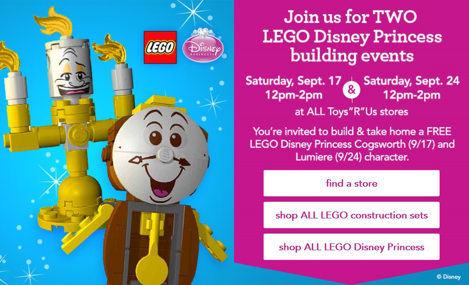 ToysRUs USA 2016 LEGO Disney Princess Cogsworth and Lumiere Building Event September