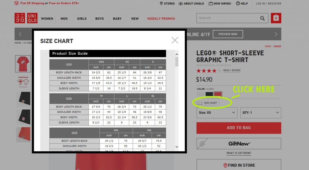 Uniqlo Boys Size Chart