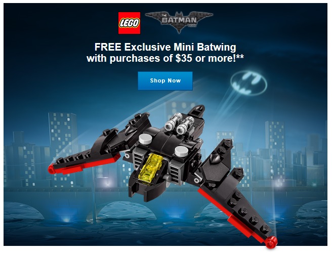 Free LEGO Mini Batwing Polybag w/$35 Purchase (North America) - Toys N  Bricks