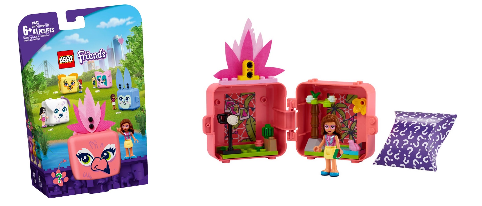 March 2021 LEGO Friends Cubes (41666 Andrea's Bunny Cube, 41665 Stephanie's  Cat Cube, 41664 Mia's Pug Cube, 41663 Emma's Dalmatian Cube, 41662 Olivia's  Flamingo Cube) – Toys N Bricks